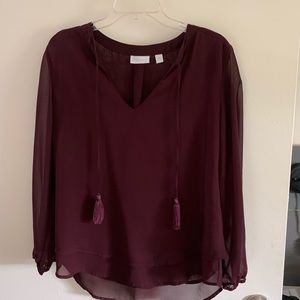 Burgundy Long Sleeve Blouse